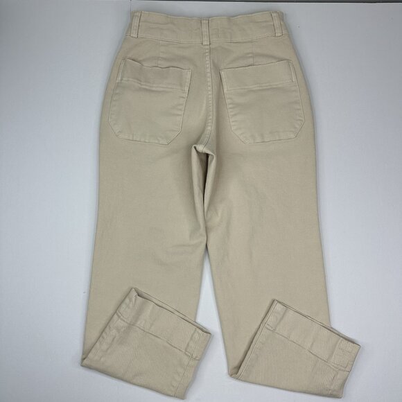 Everlane‎ Women Cream The Organic Cotton Straight Leg 2 Luxury Pant 4/W27/L25.75 - Picture 4 of 12